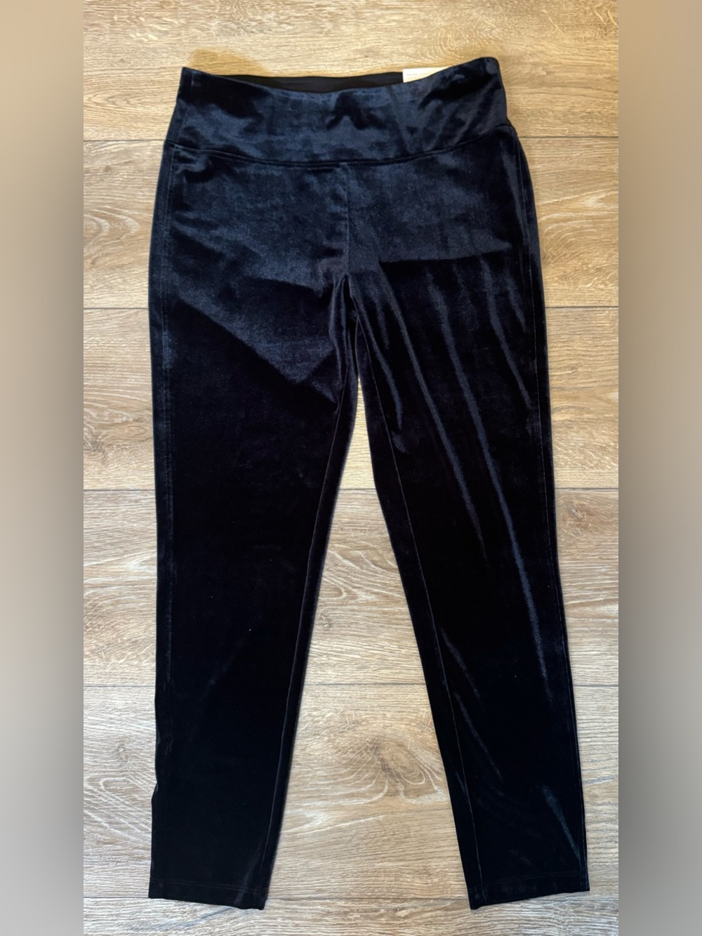 Soft Surroundings Plush Black Velvet Leggings Misses Size L NWT